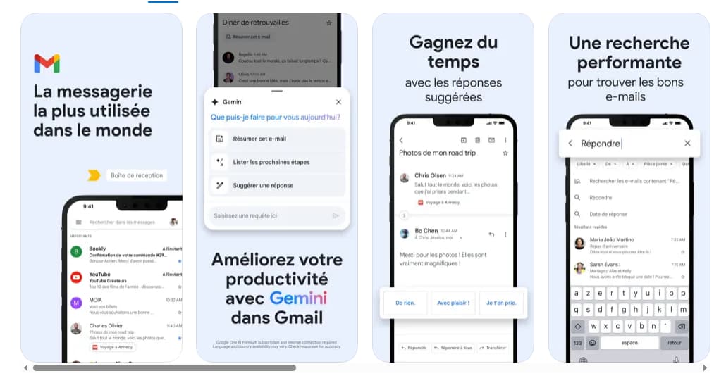 Les principales fonctionnalités de Gmail