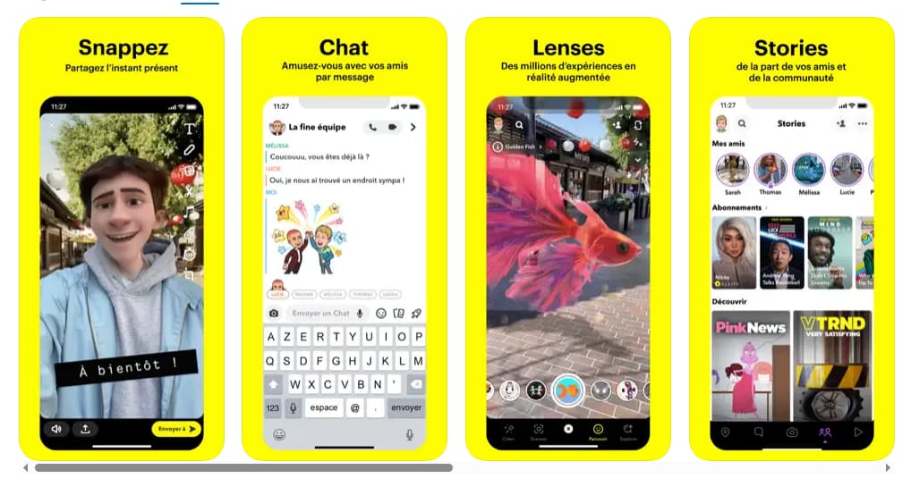 Les principales fonctionnalités de Snapchat