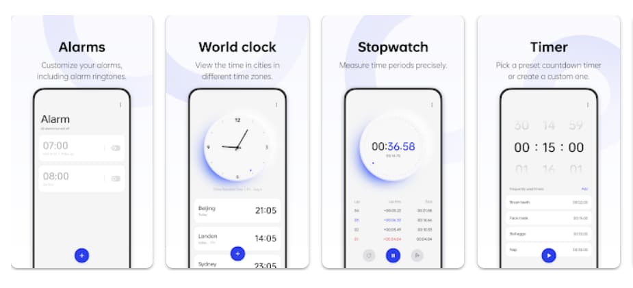 Fonctionnalités principales de Clock