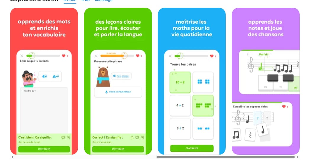 Les fonctionnalités principales de Duolingo